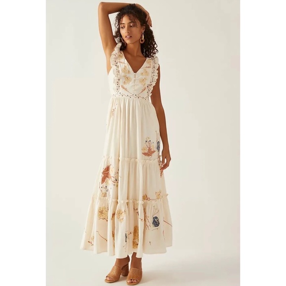 Anthropologie Dresses & Skirts - Anthropologie Allison New York V-Neck Embroidered Maxi Dress